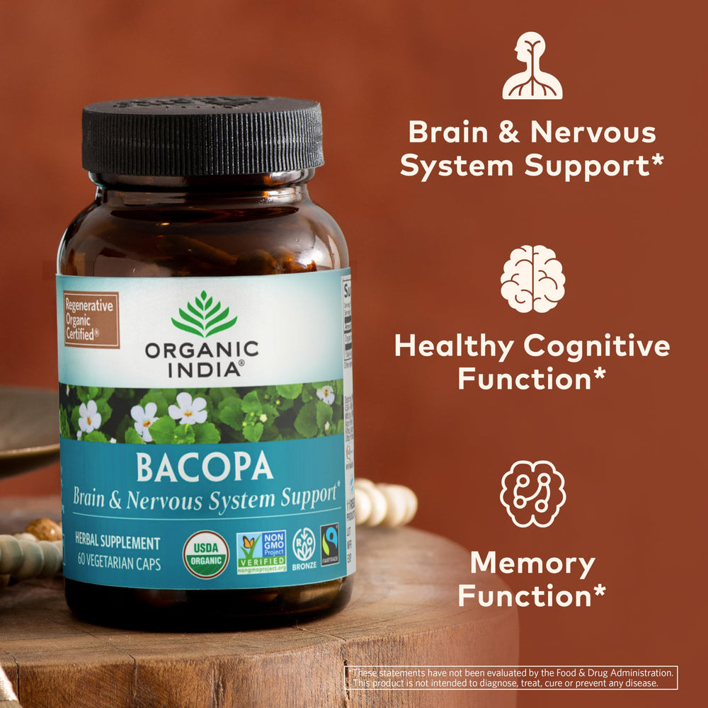 Non-GMO vegan capsules of Organic India Bacopa