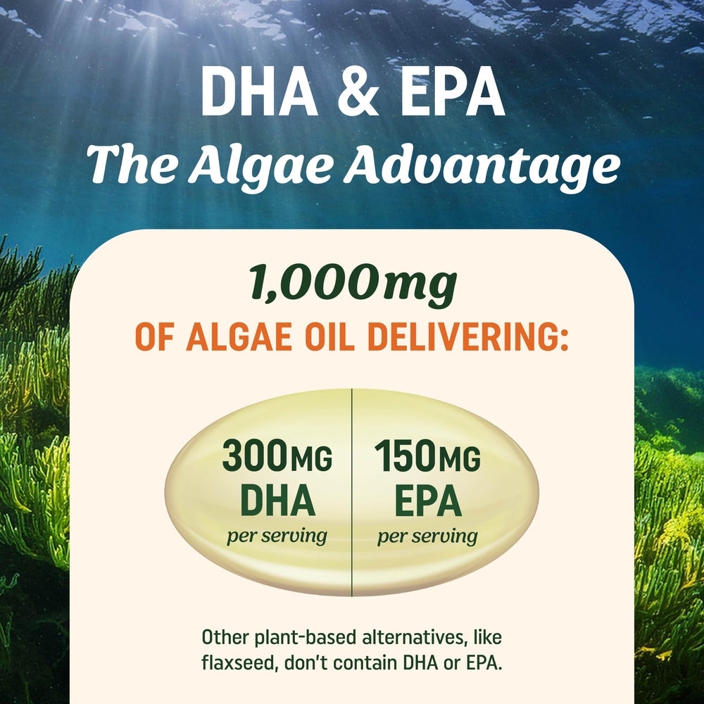 Non-GMO vegan omega-3 supplement packaging