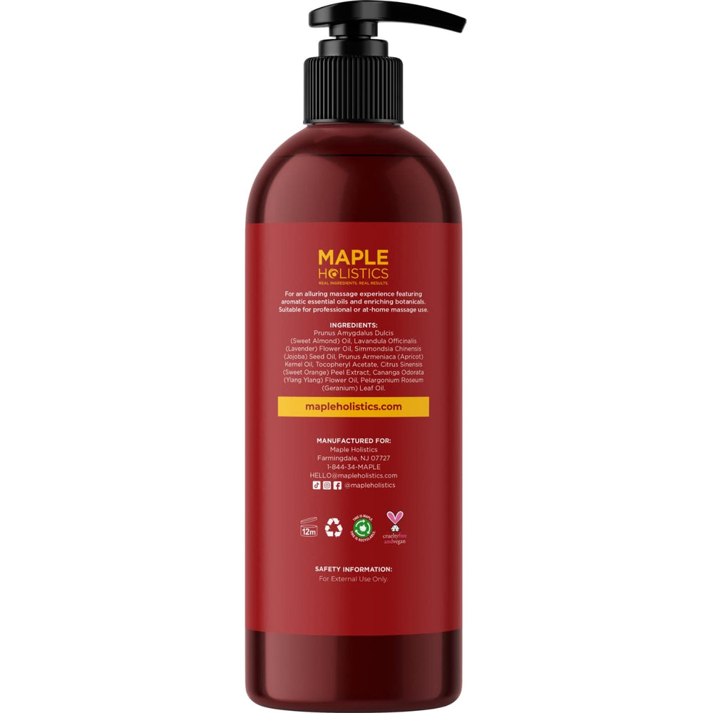 Non-staining massage oil on skin