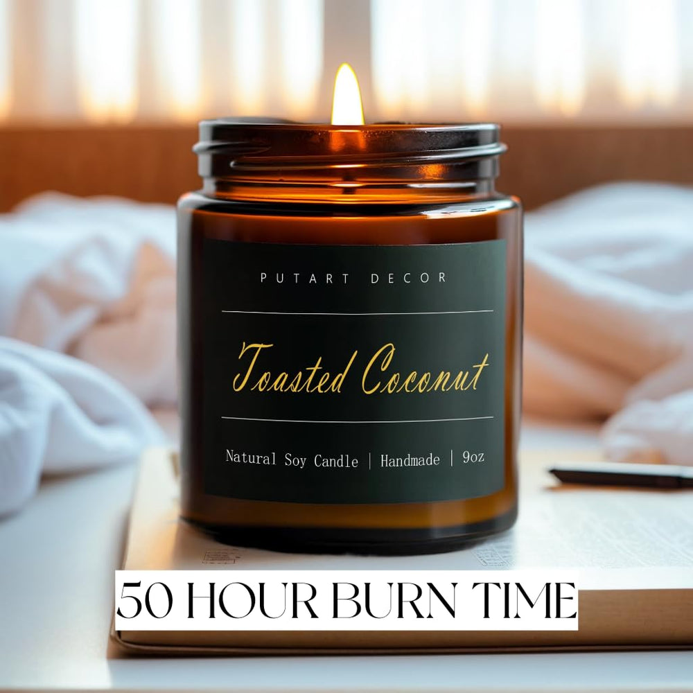Non-toxic soy wax candle with clean burn and lead-free wick