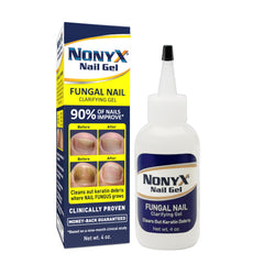 NONYX Fungal Nail Clarifying Gel bottle demonstrates clear, odor-free formula for healthier-looking nails.