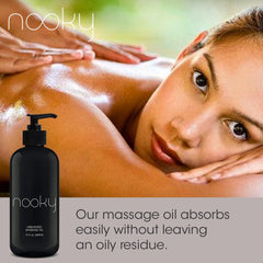 Nooky Unscented Massage Oil bottle label close-up