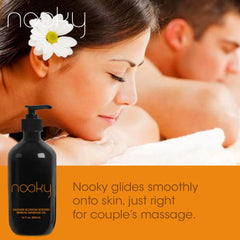 Jojoba and essential oils components with orange blossom label