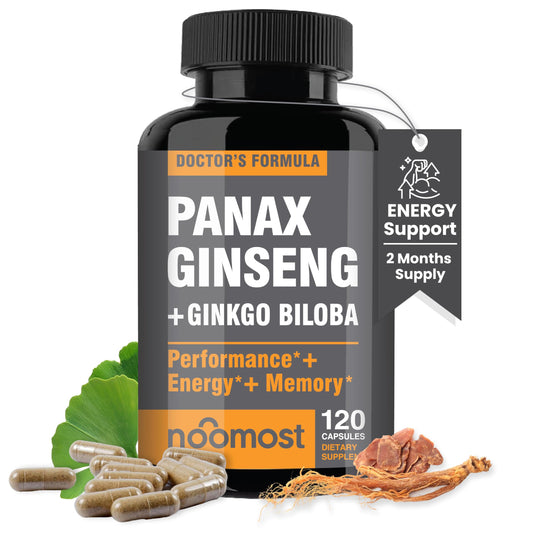 NooMost Korean Red Panax Ginseng + Ginkgo Biloba bottle label