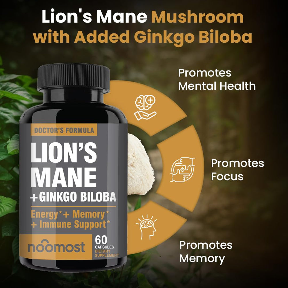 Lions Mane capsules in a glass spoon