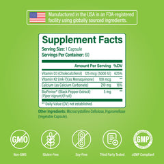 Gluten-free and non-GMO Noophoric D3 K2 ingredients