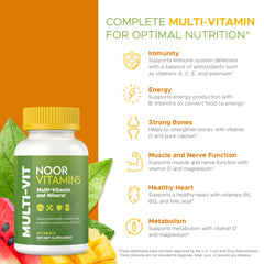 Nutrition facts panel for Noor Vitamins Halal Multivitamin