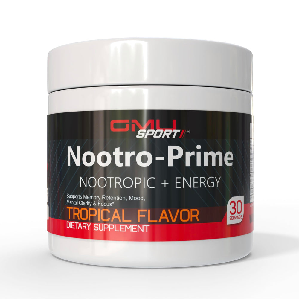 Nootro-Prime Brain Boost bottle with tropical flavor label