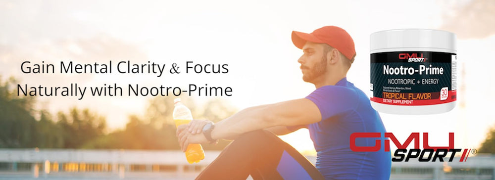 Professional studying with Nootro-Prime Brain Boost in the background