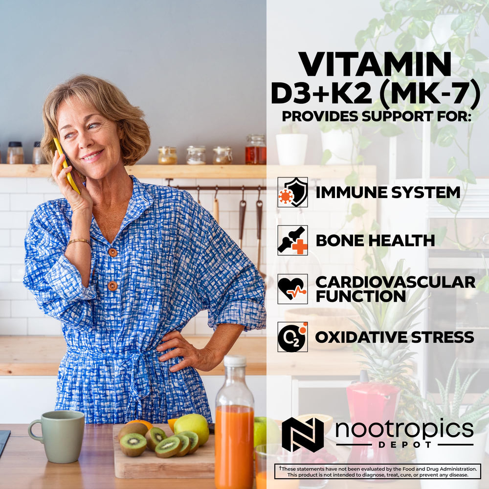 Dosage chart for Vitamin D3 + K2 with Vitamin C tablets