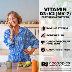 Dosage chart for Vitamin D3 + K2 with Vitamin C tablets