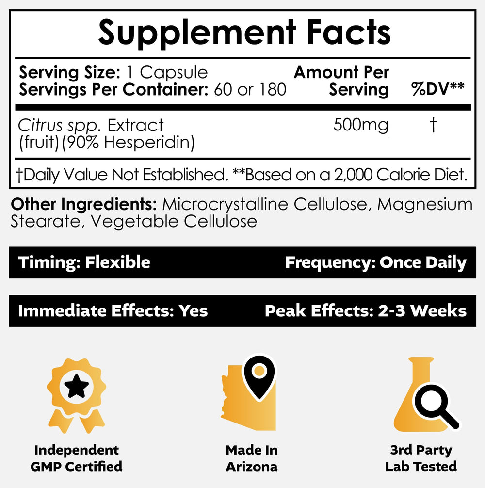 Hesperidin Capsules 500mg close-up label detail
