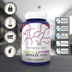 Close-up of NAC capsules inside bottle