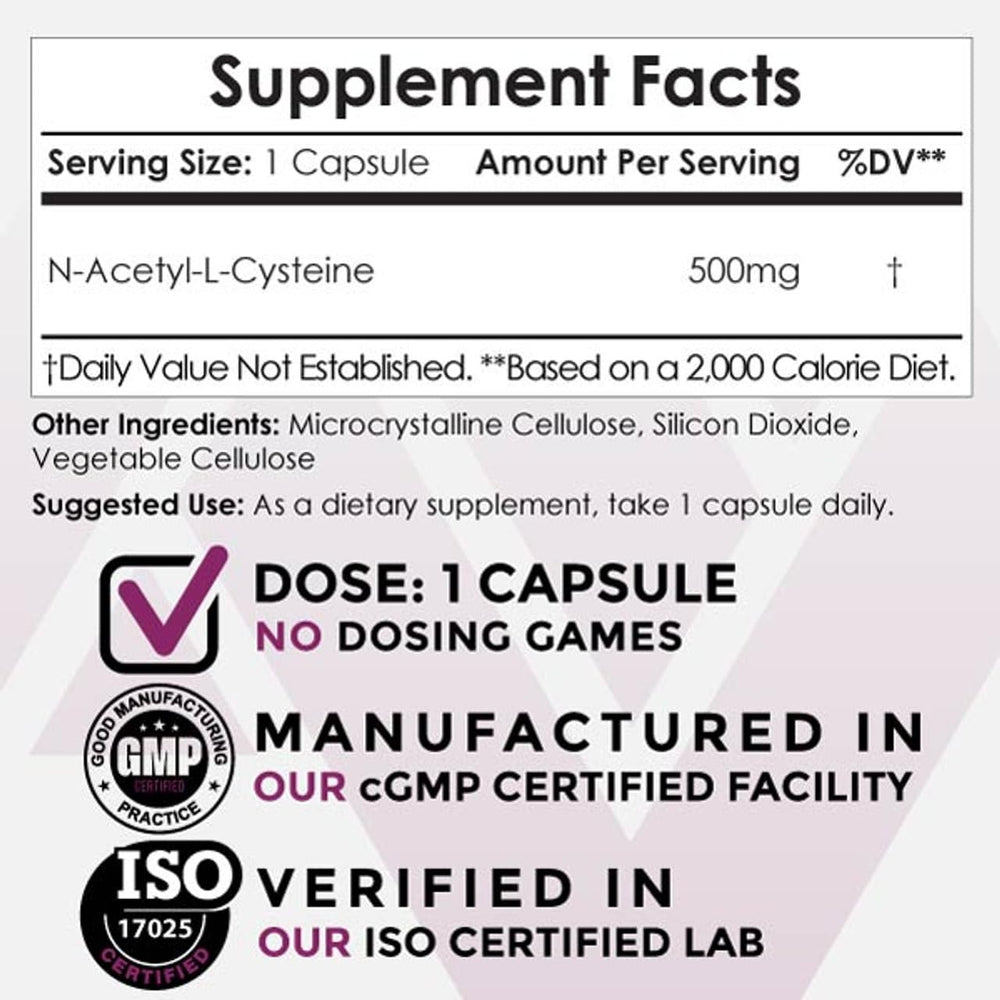 NAC capsules pour, showing easy daily dosing with Nootropics Depot