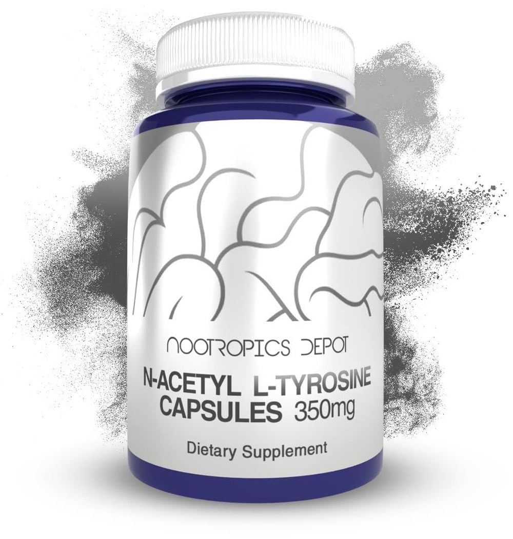 Front view of N-Acetyl L-Tyrosine (NALT) capsules bottle