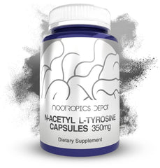 Front view of N-Acetyl L-Tyrosine (NALT) capsules bottle