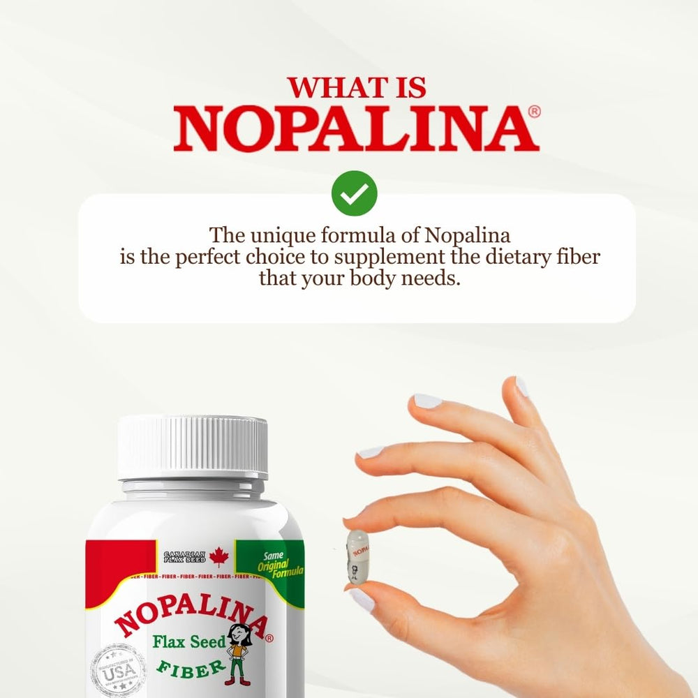 Nutrition facts panel for Nopalina Flax Seed Capsules