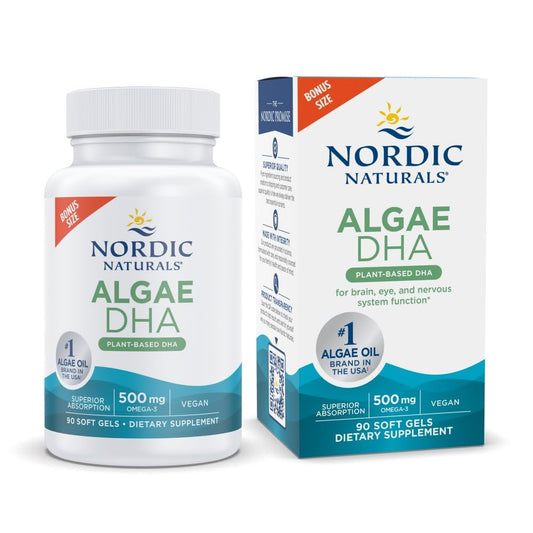 Nordic Naturals Algae DHA bottle with 90 soft gels