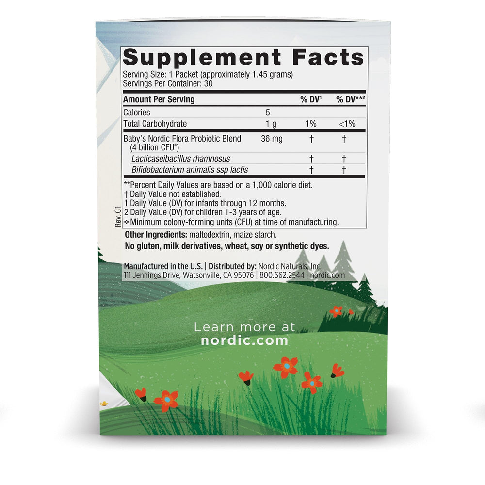 Label showing probiotic ingredients and strains