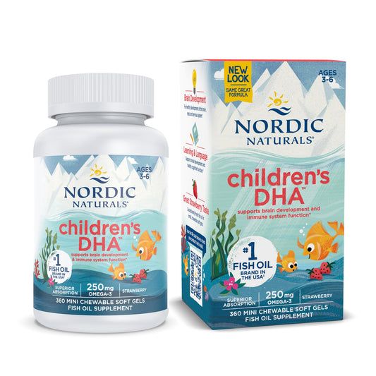 Front view of Nordic Naturals Children's DHA Strawberry bottle
