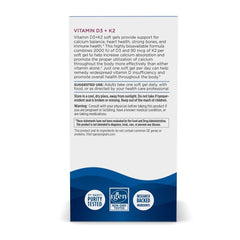 Back label showing supplement facts for Nordic Naturals D3 + K2 Orange Taste