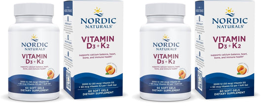 Hero image: Nordic Naturals Vitamin D3 + K2 Orange Taste 60 soft gels (Pack of 2)