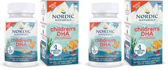 Front view of Nordic Naturals Children's DHA Strawberry bottle with 120 mini chews