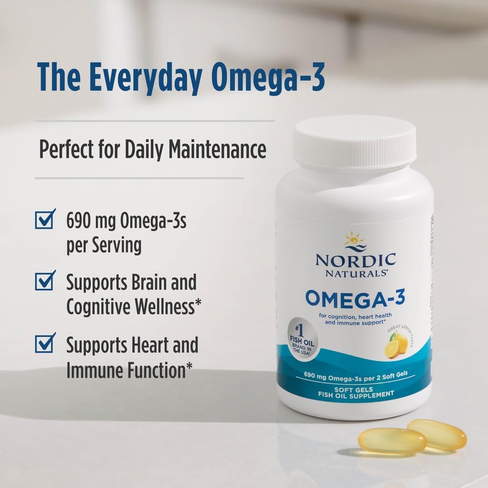 Back label details of Omega-3 Lemon 180 soft gels bottle