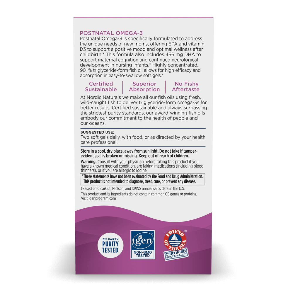 Omega-3 dosing information chart for serving size