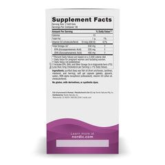 Nordic Naturals Prenatal DHA bottle back with ingredients and servings