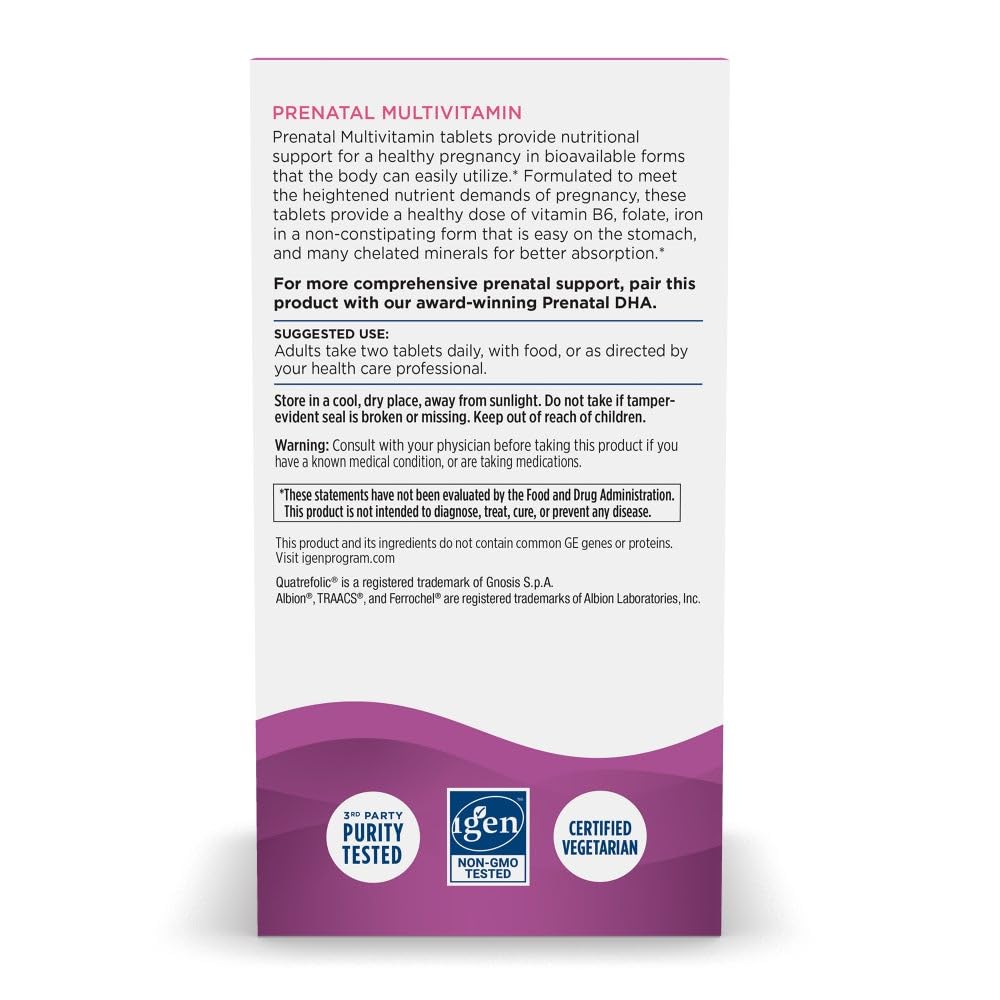 Nordic Naturals Prenatal Multivitamin label featuring folate and essential nutrients