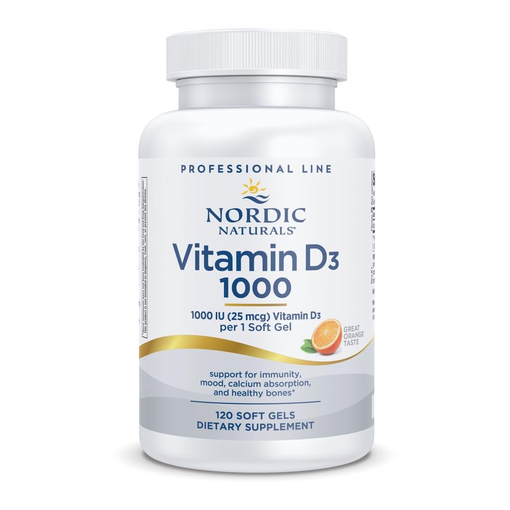 Nordic Naturals Pro Vitamin D3 1000 Orange bottle and packaging – Front view