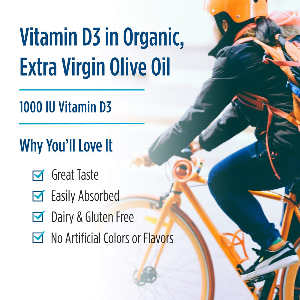 Nutrition label showing 1000 IU Vitamin D3 per soft gel