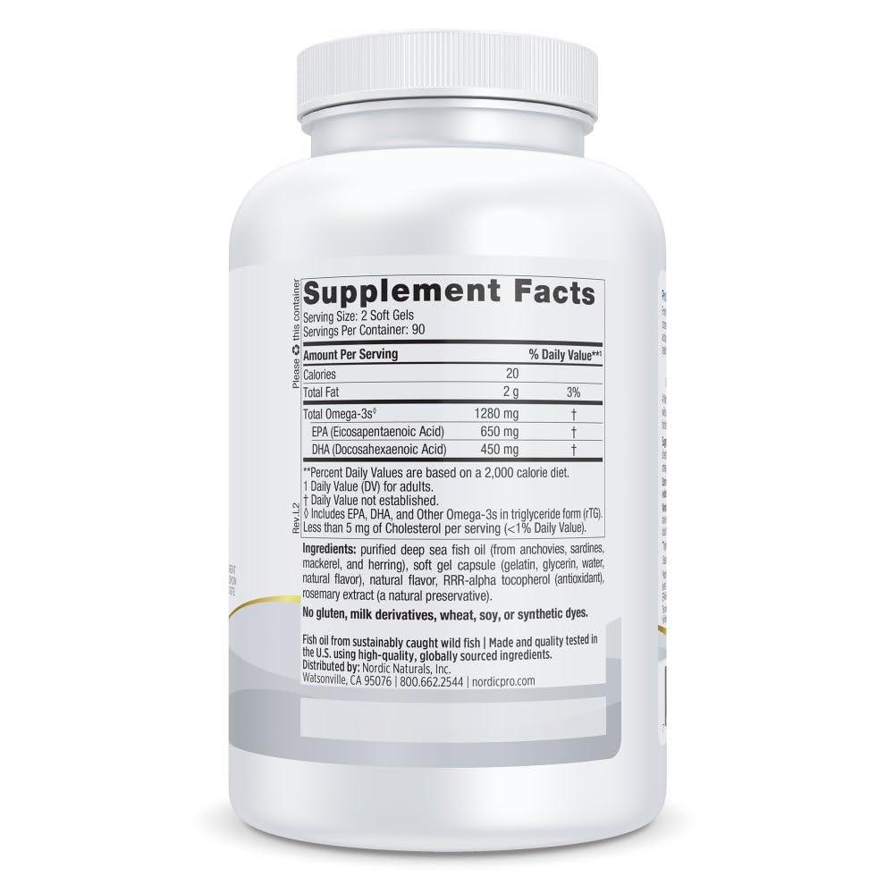 Label highlighting 1280 mg omega-3 per serving