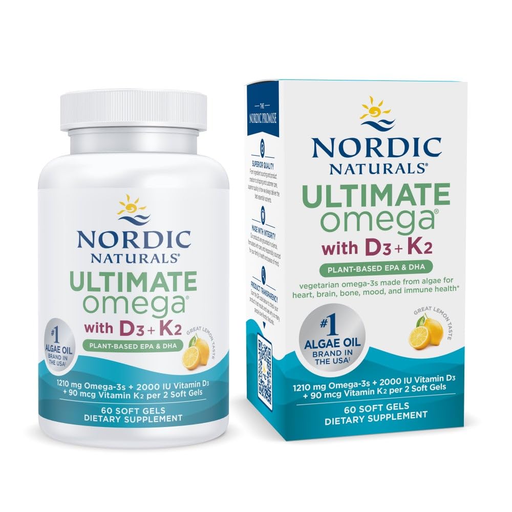 Nordic Naturals Ultimate Omega Plant-Based D3+K2 softgels bottle