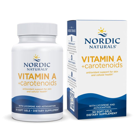 Nordic Naturals Vitamin A + Carotenoids bottle with 30 soft gels (hero image)