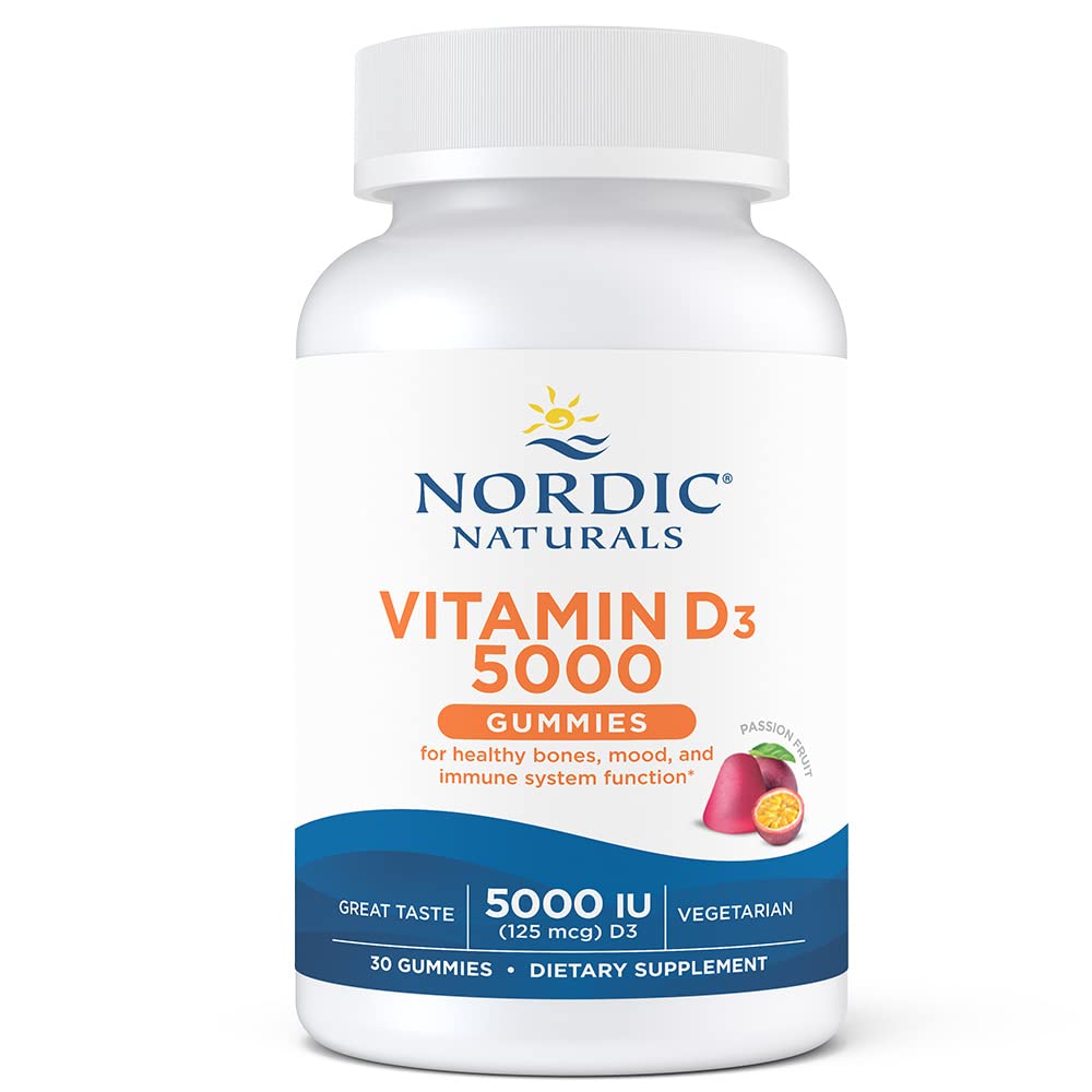 Nordic Naturals Vitamin D3 5000 Gummies bottle label with Passion Fruit