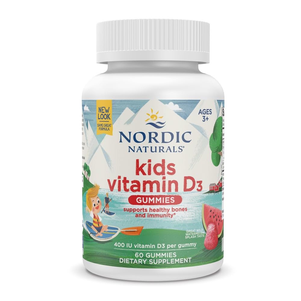 Nordic Naturals Vitamin D3 Gummies Kids bottle with Wild Watermelon Splash label