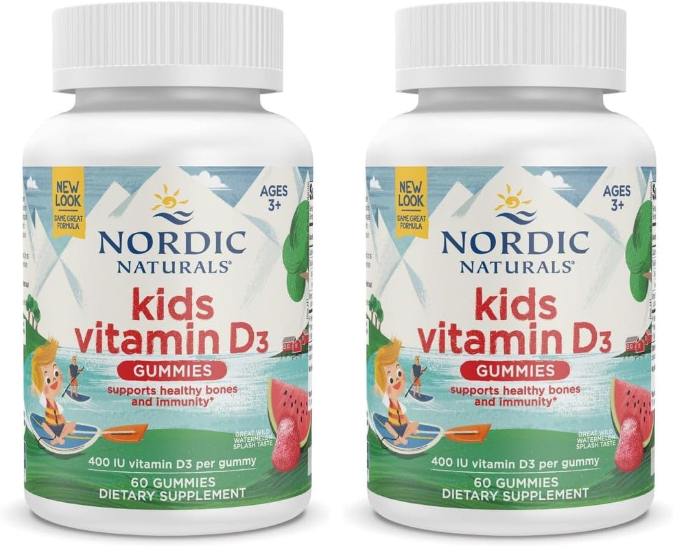 Front of Nordic Naturals Vitamin D3 Gummies Kids Wild Watermelon Splash Pack of 2 packaging