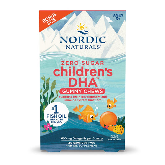 Nordic Naturals Zero Sugar Children's DHA Gummy Chews Tropical Punch 45-count box