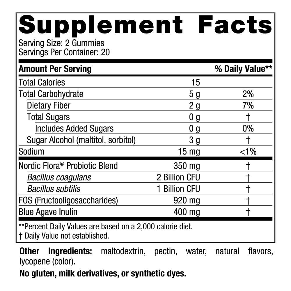 Nordic Naturals Zero Sugar Probiotic Gummies packaging and labeling