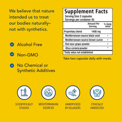 Label indicating serving size 2 capsules