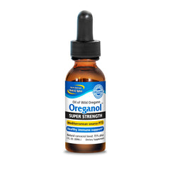 North American Herb & Spice Oreganol P73 bottle close-up for daily oregano oil use.