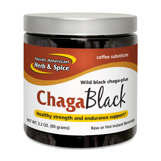 Front view of North American Herb and Spice Chaga Black powder 3.2 oz