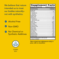 Serving size and 5 servings per bottle