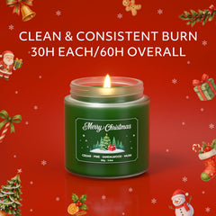 Candle lit with warm holiday glow