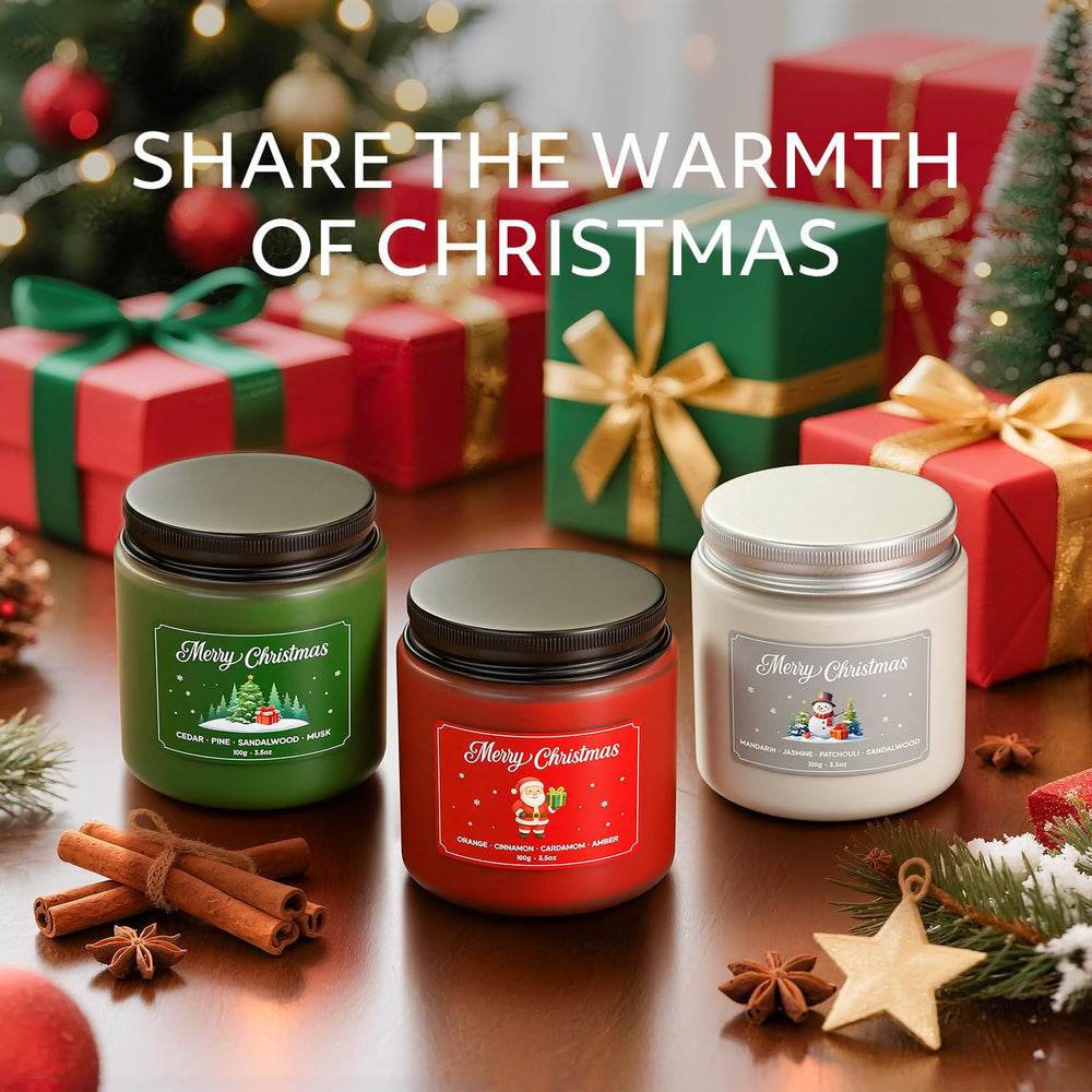 Red and green festive packaging for NORVENCE Christmas Candles Gift Set