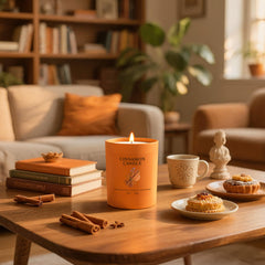 Home decor scene featuring NORVENCE Cinnamon Candle