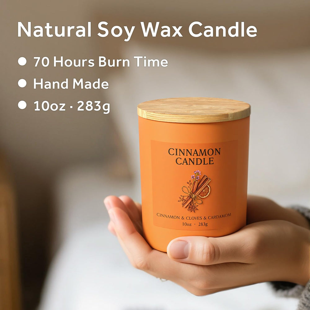 Hand-poured candle with lead-free cotton wick in elegant glass jar