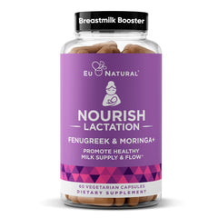 Nourish Lactation Supplement bottle label on a clean surface